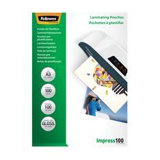 Fellowes - 100 pochettes de plastification A3 (303 x 426 mm) - 100 microns - brillantes 