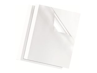 Fellowes - 100 couvertures à reliure pour machine thermique A4 (21 x 29,7 cm) - 200 g/m² - 3 mm - face transparente, dos carton blanc