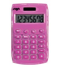 Carpentras Sign - Calculatrice de poche rose - 8 chiffres - solaire