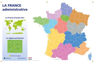 Carte muette France Administrative - 80 x 120 cm - Bouchut