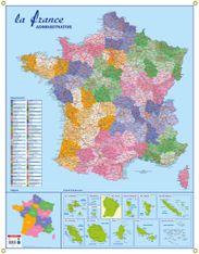 Carte murale souple pelliculée effaçable BOUCHUT "France Administrative" 84,5 x 66 cm Pefc 70 %