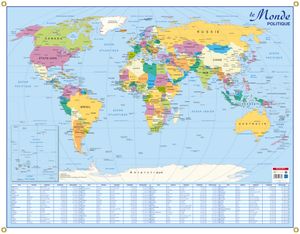 Carte murale souple pelliculée effaçable BOUCHUT "Monde Politique" 66 x 84,5 cm Pefc 70 %
