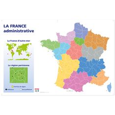 Bouchut - Carte muette France Administrative - 80 x 120 cm