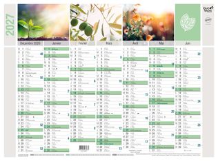 Quo Vadis - Calendrier mural - Français - Equology - § - 14 mois de décembre à janvier - 55x40,5 cm - Papier Clairefontaine recyclé - Fabrication française