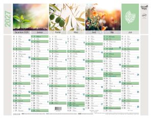 Quo Vadis - Calendrier mural - Français - Equology - § - 14 mois de décembre à janvier - 43x33,5 cm - Papier Clairefontaine recyclé - Fabrication française