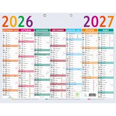 Calendrier Multicolore - 7 mois par face - 43 x 33,5 cm - Septembre à Septembre - Exacompta
