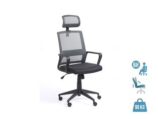Fauteuil de bureau LIBERTY 02 - accoudoirs fixes - appui-tête réglable - noir et gris