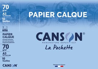Canson - Pochette papier calque - 10 feuilles - A3 - 70 gr