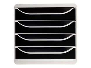 Exacompta BIG-BOX Classic A4 Plus - Armario de cajones - 4 cajones - negro, gris claro