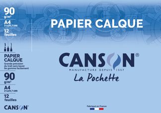 Canson - Pochette papier à dessin calque - 12 feuilles - A4 - 90G