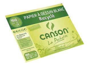 Canson - Pochette papier à dessin recyclé - 10 feuilles - 24 x 32 cm - 160 gr - blanc