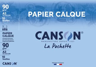 Canson - Pochette papier calque - 10 feuilles - A3 - 90 gr