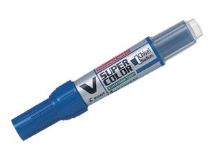 Pilot V SUPER COLOR - Marqueur permanent rechargeable - pointe biseau - bleu
