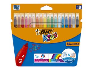 BIC KiDS KID COULEUR - Marcador - colores surtidos - tinta al agua - 0.8 mm - medio (paquete de 18)