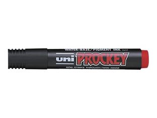 UNI PROCKEY PM - Marqueur permanent - pointe biseau - rouge