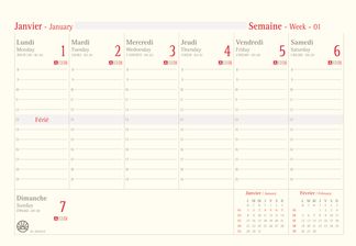 Up to Date - Recharge semainier pour socle - 21 x 14,5 cm - Oberthur