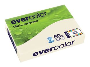 Clairefontaine Evercolor - Papier couleur recyclé - A4 (210 x 297 mm) - 80g/m² - Ramette de 500 feuilles - ivoire