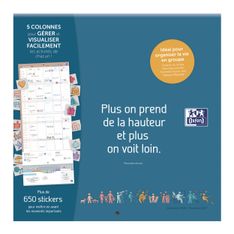 Calendrier Oxford Famille scolaire 16 mois 30x30cm 1 mois sur 2 pages Année Bleu