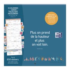 Calendrier Oxford Famille scolaire 16 mois 30x30cm 1 mois sur 2 pages Année Bleu