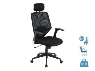Fauteuil de bureau GALLEON - accoudoirs rabattables - appuie-tête réglable - noir