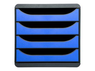Exacompta BIG-BOX Classic A4 Plus - Armario de cajones - 4 cajones - azul hielo, gris ratón