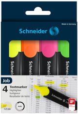 Schneider Job - Pack de 4 surligneurs - couleurs assorties