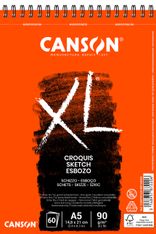 Canson XL - Bloc dessin croquis - 60 feuilles - A5 - 90 gr - blanc