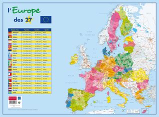 Sous-main carton rigide Carte Europe Politique - 40,5 x 55 cm - Bouchut