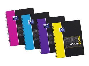 Oxford Etudiants - Cahier Nomadbook A4+ (24 x 29,7 cm) avec pochettes 3 rabats - 160 pages - grands carreaux (Seyes) - double spirale - disponible dans différentes couleurs