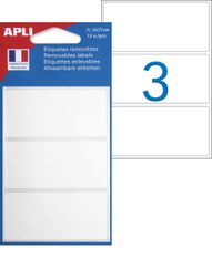 Apli Agipa - 15 Étiquettes enlevables blanches - 75 x 34 mm - coins arrondis - réf 101095