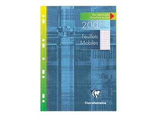 Clairefontaine - feuilles simples A4 - 200 pages - petits carreaux (5x5 mm) avec marge - perforées
