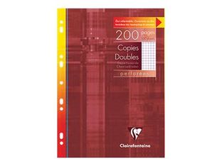 Clairefontaine - copies doubles - 200 pages - A4 - petits carreaux (5x5 mm) avec marge - perforées
