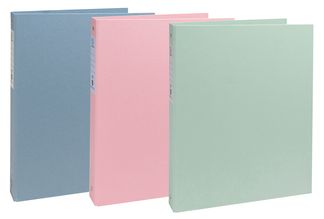 Exacompta AutentiK - Classeur à anneaux - largeur de dos : 40 mm - pour A4 (210 x 297 mm) - capacité : 275 feuilles - bleu gris, rose bonbon, vert sauge
