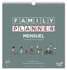 Calendrier Family Planner Mensuel - 16 mois : Septembre à Décembre - 30 x 30 cm - Quo Vadis