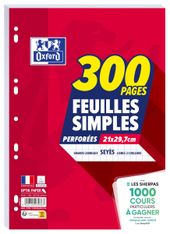 Oxford - feuilles simples A4 - 300 pages sous film - grands carreaux (Seyes) - perforées