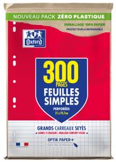 Oxford - feuilles simples A4 - 300 pages sous film - grands carreaux (Seyes) - perforées