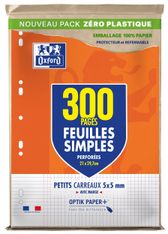 Oxford - feuilles simples A4 - 300 pages - petits carreaux (5x5 mm) - perforées