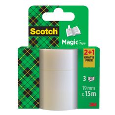 Scotch – Lot de 3 rubans adhésifs invisibles – 19 mm x 15 m – Transparent