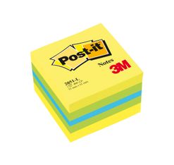Post-it - Mini Bloc Cube citron - jaune/vert/bleu - 400 feuilles - 51 x 51 mm