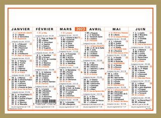 Oberthur Classique - Calendrier 6 mois par face - 12,5 x 17 cm