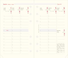 Oberthur 17 - Recharge pour organiseur - 1 semaine sur 2 pages à la verticale - 10 x 17 cm