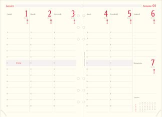 Oberthur 21 - Recharge pour organiseur - 1 semaine sur 2 pages à la verticale - 15 x 21 cm