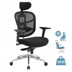 Fauteuil de bureau TECKNET - accoudoirs réglables - appuie-tête réglable - noir