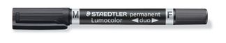 STAEDTLER Lumocolor duo - Marcador de punta gemela - permanente - negro - 1.5 mm / 0.6 mm - medio / fino