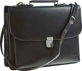 Cristo - Mallette 3 compartiments - cuir de vachette - noir