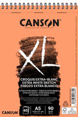 Canson XL Extra White - Bloc dessin croquis - 60 feuilles - 90 gr - blanc