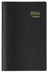 Agenda de poche spiralé Delta Genova - 1 semaine sur 2 pages - 8 x 12 cm - noir - Brepols