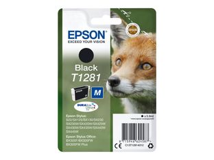 Epson T1281 - 5.9 ml - Tamaño M - negro - original - blíster - cartucho de tinta - para Stylus S22, SX130, SX230, SX235, SX430, SX435, SX438, SX440, SX445; Stylus Office BX305