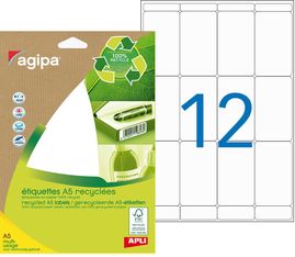 Apli Agipa - Etui A5 - 168 Étiquettes 100% recyclées blanches multi-usages - 56 x 34 mm - coins arrondis - réf 101248