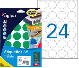Apli Agipa - Etui A5 - 240 Pastilles adhésives - vert multi-usages - diamètre 30 mm - réf 101355